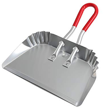 TOP DOG Metal Dustpan 17”, Aluminum Dust Pans Heavy Duty Does not Chip or Bend Sheet Metal Edge Flat Against Floor for Small Item Sweeping Rubber Coated Easy to Grasp Handle (1pcs)