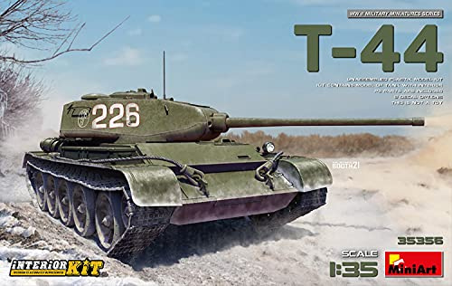 Mini Art 35356 1:35 T-44 m. Interieur-originalgetreue Nachbildung, Modellbau, Plastik Bausatz, Basteln, Hobby, Kleben, Modellbausatz, Zusammenbauen, unlackiert