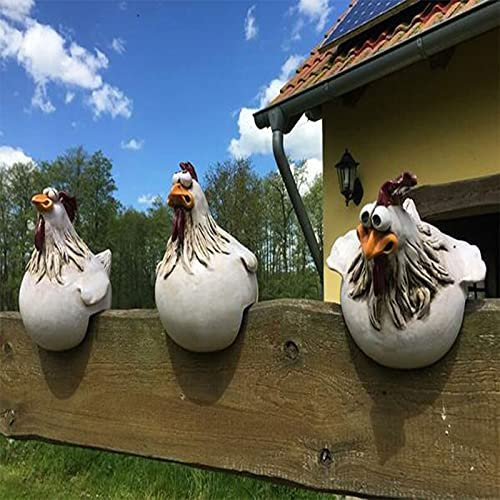 MEIYOUMK Huhn Gartendeko Hühner Statuen Ornament Outdoor-Dekoration Gartenstatue Dekorative Gartenfigur Henne Gartenstecker Hinterhof Dekorationen