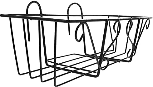 Happyyami Balcony Flower Stand Hanging Rack Metal Flowerpot Holder for Outdoor Railings 18.31X11.02X8.27 Inches European Style Plant Pot Display