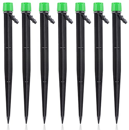 Kalolary Irrigation Dripper Drip Emitter, 20PCS Micro Spray 360 Degree 8 Holes Adjustable Water Flow Micro Bubbler Sprinkler Drip System Parts Drip Irrigation for 1/4 inch Irrigation Tube Hose (Green)