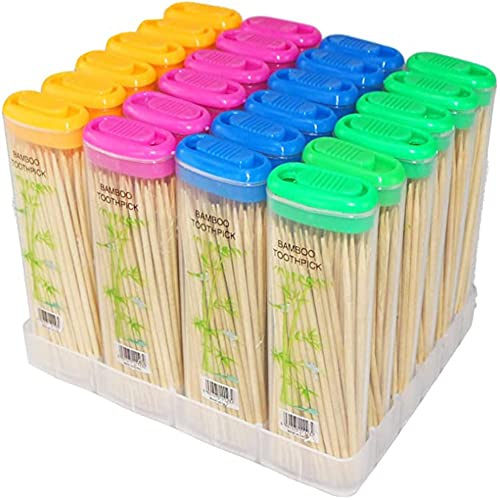 24 Schachteln Zahnstocher aus Holz, Cocktail-Spender in einer Spenderbox, für Zahnhygiene, Häppchen, Basteln