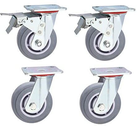 4/5 Schwerlastrollen 2000kg Industrielle Lenkrollen mit Bremse Leise TPR-Gummi Tellerrollen mechanischrollen Werkzeugmaschine Ausrüstung Krankenhaus Werkbank 4 Stück
