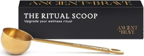 Ancient + Brave - Ritual Scoop - Gold Finished Stainless Steel Measuring Spoon - Approximate Measure - Perfect Measuring Spoons for Collagen Supplements - Includes Gift Box
