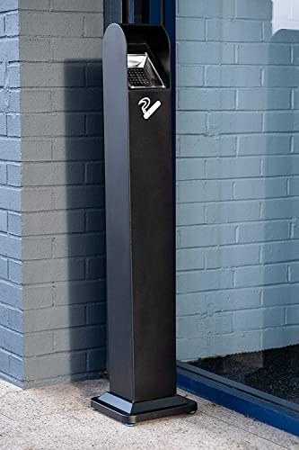 Curvaso 10Kg Black Silver | Free Standing | Heavy Duty Stainless Steel Litter Bin Removable| Commercial Outdoor Indoor Rubbish Bin Dust | Cigarette Ashtray Stand (Black)