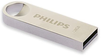 Philips Moon Edition High Speed 2.0 USB-minne 128 GB för PC, bärbar dator, datalagring, läshastighet upp till 20 MB/s, aluminium, nyckelring