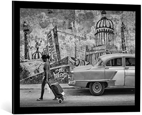 kunst für alle Bild mit Bilder-Rahmen: Andreas Bauer Meine Havanna - dekorativer Kunstdruck, hochwertig gerahmt, 80x55 cm, Schwarz matt