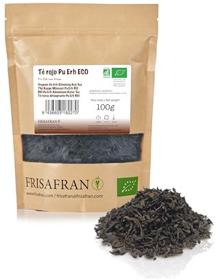FRISAFRAN | Té Rojo Pu Erh Ecológico granel 100g | Adelgazante | Diurético | Digestivo | Detox | Quemagrasa | Te Drenante | te rojo adelgazante | té rojo pu erh | natural | infusion sin aditivos