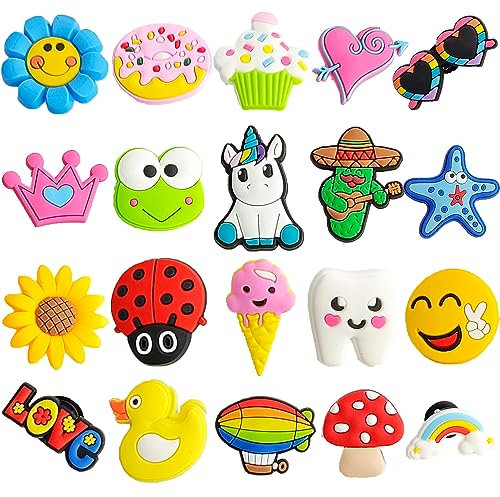 homenatur Zubehör für Crocs - 20 Stück - Anstecknadel für Gesundheitsclogs - Schuhdekorationen - Pins Anhänger Shoe Charms - Damen Herren Kinder - Gesundheitswesen Hotellerie - Arbeit Friseur