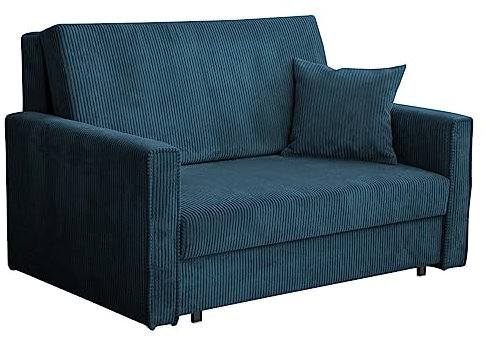 Mirjan24 Sofa Viva Bis Premium II mit Schlaffunktion, 2 Sitzer Polstersofa mit Bettkasten inkl. Kissen, Schlafsofa Sofagarnitur, Bettsofa, Wohnlandschaft, Stoff: Cord (Poso 05)