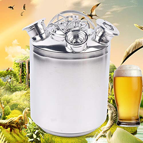 banborba 10 Liter Edelstahl Bier Reinigungsfass, 3 Kopf Rostfreier Stahl ReinigungsbehäLter Deckel Bierreinigungsdose Bierfass Bierreinigungsfass, Silber