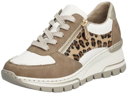 Rieker Women's Wedge Heel Leather Trainers (Beige, UK Footwear Size System, Adult, Women, Numeric, Medium, 6)