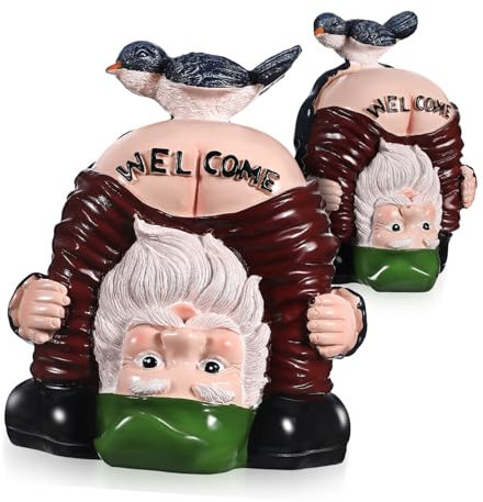 DECHOUS 2 Pièces Nain De Poirier Statue De Nain De Jardin Statue De Signe De Bienvenue e Signe De Bienvenue du Jardin des Gnomes Sculpture De GNOME Résine 8cm Accessoires