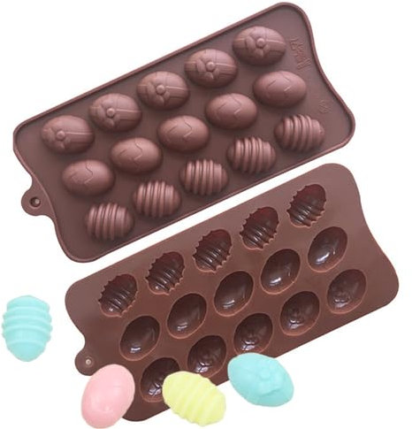 Oskrieel Oster-Silikon-Schokoladenform, eiförmige Silikon-Fondant-Schokoladenform, Backformen für Ostern, Süßigkeiten, Mini-Seife, Kuchen, Brot, Cupcakes, Käsekuchen, Muffin und Gelee, 2 Stück