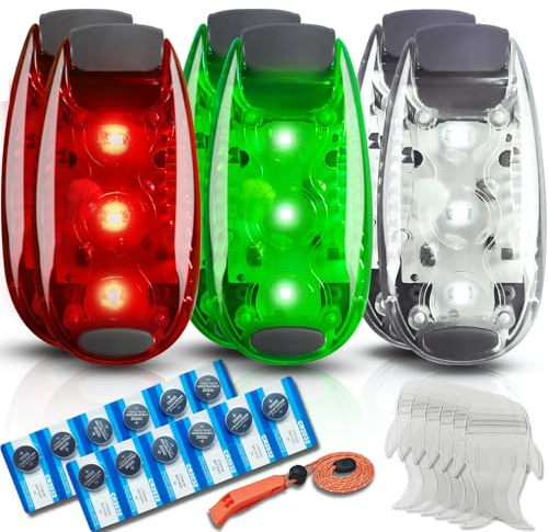 Amzonly 6pcs Navigation Lights for Boat Kayak, Battery Operated Safety Lights Kit for Night Kayaking, High Visibility, Boat Safety Whistle Included, 12PCS Extra Batteries
