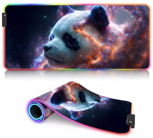 HEYCE Tastatur-Mauspad, Panda, ROG Gaming-Mauspad, Mauspad, LED, erweitertes großes Mäusepad (60 x 35 x 0,3) cm, waschbares Tastaturpad, Computer-Tastatur-Mäusematte