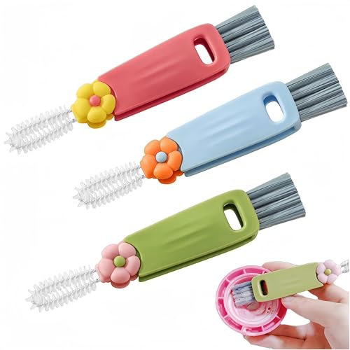 3 in 1 Cup Lid Cleaning Brush, Multifunctional Bottle Cleaning Brush, 2024 New Water Bottle Cleaner Brush, Portable Cup Lid Gap Cleaner, Home Kitchen Crevice Brush Tools (3 PCS)