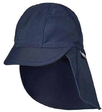 Sterntaler Schirmmütze Uni – Unisex Baby Sommermütze und Nackenschutz – UV-Schutz 50+ Mütze aus Bademodenstoff – Leicht & schnelltrocknend – Kinder Kopfbedeckung - Bademode - Farbe Marine, Größe 55