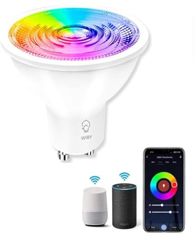 Wiby Lampadina Smart GU10 Wi-Fi 4,5W 326lm RGB + CCT 2700–6500K Dimmerabile, App Smart Life/Tuya, Compatibile con Alexa e Google Home, Lampadina Intelligente per Faretti, 1 unità