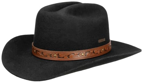 Stetson Open Road Westernhut Wollhut Herren Sommer Winter schwarz S (54-55 cm)