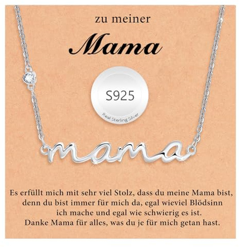 XUANPAI Mama Kette 925 Sterling Silber – Halskette mit Mama Anhänger Schmuck für Mutter Geburtstagsgeschenke für Mama Weihnachtsgeschenke für Mutter Werdende Mutter Mama Großmutter Frauen