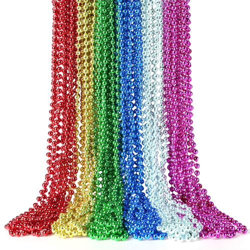 Biubumtu Mardi Gras Perlen, bunte Perlenketten, 6 Arten von 83,8 cm großen Perlenketten, Kostümsachen, Festival-Parade, Überwurf-Zubehör für Karneval, St. Patricks, Weihnachtsgeschenke, 30 Stück