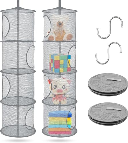 TANGHSE 2 Stück Hängeaufbewahrung Kinderzimmer, Spielzeug-Aufbewahrungstasche Faltbar Vier Schichten Aufbewahrungskorb Kleidungs-Organizer, Geeignet Für Schlafzimmer, Badezimmer, Spielzeug, Schuh