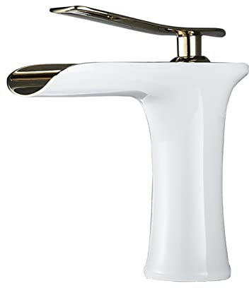 CNBYDK Wasserfall-Badezimmerarmatur in Antik-Messing, Wasserfall-Badezimmerwaschbeckenarmaturen in Antik-Messing, Badezimmerarmaturen kompatibel mit Waschbe