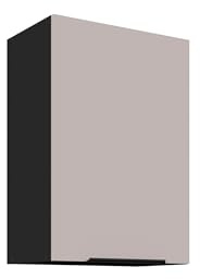 Kuechen-preisbombe Küchen Hängeschrank 50 cm Küche Arona Kaschmir beige matt + Schwarz matt Küchenzeile Küchenblock Küche Einbauküche