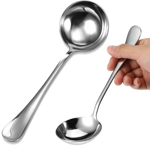YUXIANLB Cucharón pequeño de acero inoxidable para salsa de 7.9 pulgadas, cucharón pequeño de salsa para cucharar salsas o salsas, servir sopa (plateado)