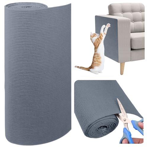 Vefhby 40 x 200cm Kratzmatte Selbstklebend Katze, DIY Trimmbare Kratzschutz Sofa Katze, Kratzbretter Kratzwand für Schützt Möbel und Couch Schutz(Hellgrau)