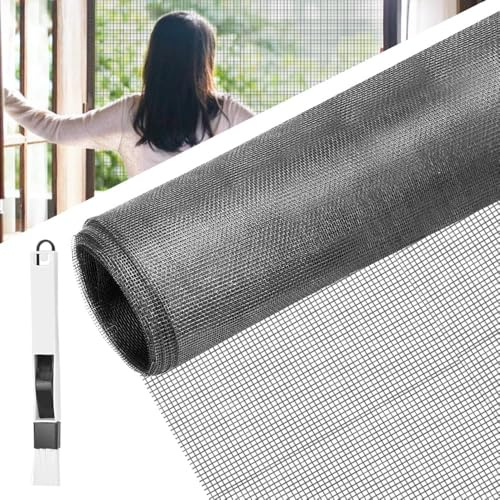 BUZIFU Tela de Mosquitera por Metros 100 x 120 cm Malla Mosquitera para Ventana Mallas Mosquiteras Gris Fibra de Vidrio Malla Fina para Hacer Mosquiteras Adiós a los Mosquitos y Otros Insectos