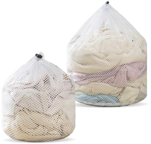 2PCS Mesh Laundry Bags(50x60/60x80cm), Drawstring Laundry Bag, Durable Laundry Bags for Washing Machine, Laundry Net Bag for Delicates, Bra, Socks, Baby Clothes