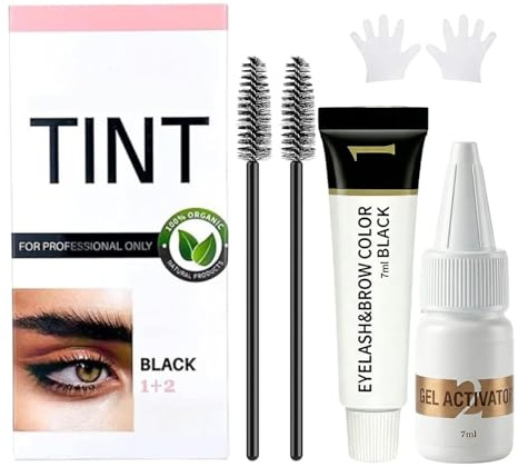 Lash Color Kit, Professional Natural Black Eyelash & Eyebrow Color Kit Lasting for 2 Weeks, Temporary Brow Color with Gentle Ingredients, Safe & Easy for Salon Home Use for Women Girl Mom Wife