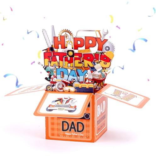 BSITSSS Pop Up Vatertag Karte, Geburtstagskarte Bester Papa der Welt, 3D Pop Up Vatertagskarte mit Briefumschlag für Geburtstag Bester Papa Ehemann Großvater Geschenk Vatertag