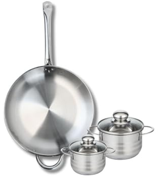 ELO 9872650 - Set di pentole 3 pezzi, 32 cm e 2 padelle 12 e 14 cm Elo Profi lucido, acciaio inox, induzione