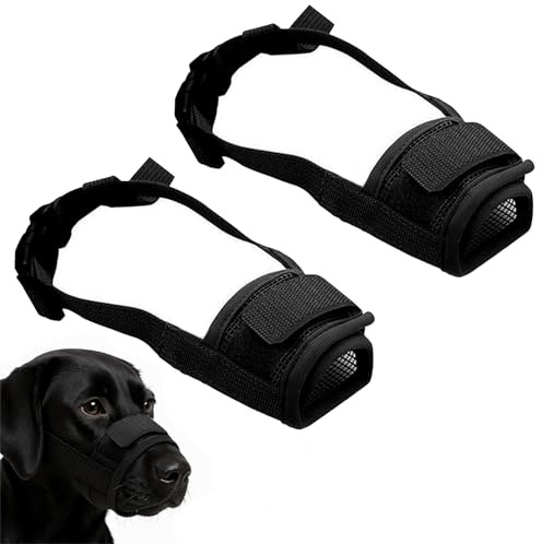 2PCS Muzzle for Small Dog, Small Dog Muzzles for Dachshund and Jack Russell, Breathable and Adjustable Anti Bark Muzzle for Training and Outdoor Safety (Black)