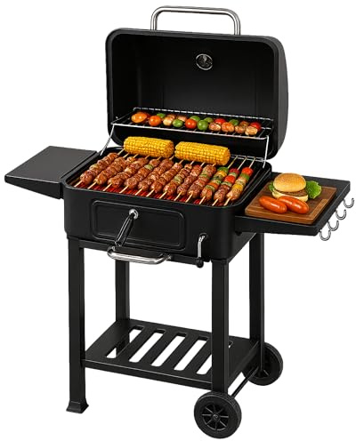 Large BBQ Charcoal Grill Outdoor: Barbecue and Smokers Barrel Oil Drum Grill for Garden Backyard Cooking