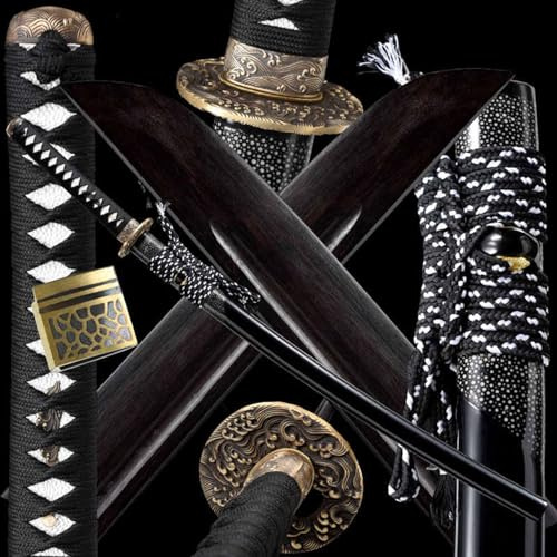 Bokken nero fatto a mano 103 cm,spada da samurai in ebano naturale con paramano in rame puro,katana giapponese in legno da allenamento per collezione,kendo,cosplay,esposizione,regalo,oggetti scena
