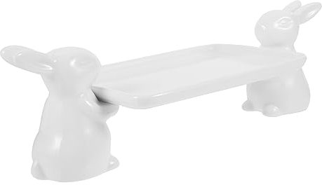 CLISPEED Plateau Céramique Décoratif avec Motif De Lapin Plat De Service pour Et Fruits Support à Gâteaux Rangement pour Bijoux Petite