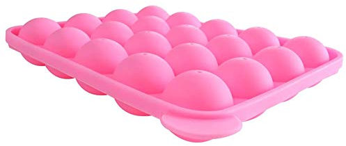 Cake Pop Maker Form Pfanne Süßigkeiten Eiskugelform Silikon 20 Mulden mit 20 Kunststoffstäbchen DIY Dekoration für Party Zuhause Rosa