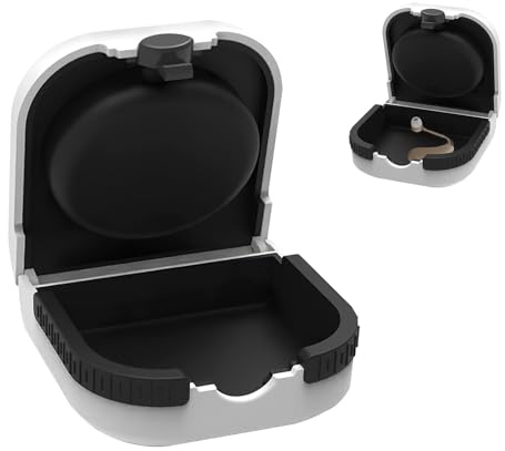 Hearing Aid Cases Hearing Aid Protective Box Portable Waterproof Earing Aids Case Anti-Drop Hearing Amplifier Storage Built-in High Elastic Silicone Air Cushion Ball for Most Earing Aids - White