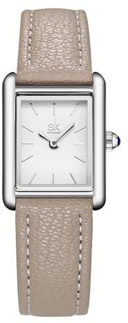 SHENGKE Minimalistische quadratische Vintage-Uhren für Frauen mit Lederarmband