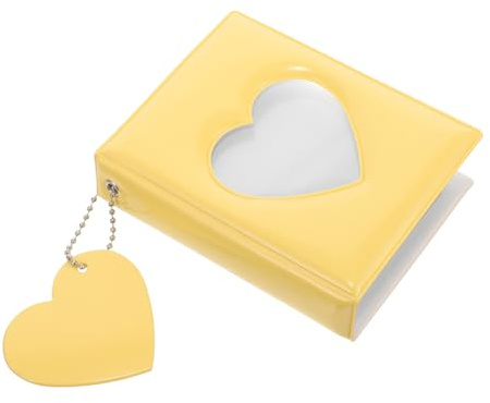 Small Photo Card Book Visible Mini Picture Organizer Album | Yellow Plastic, Decorative Simple Design, Easy to Open, Strong Build, Keeps Photos Safely