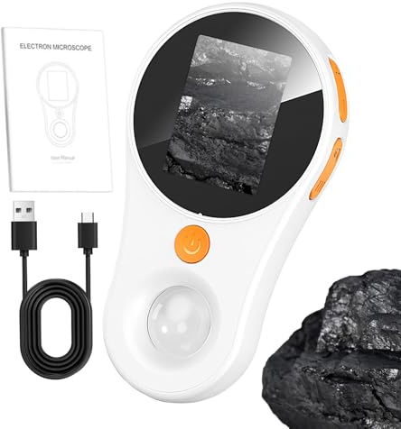 Ahuuen Digitales Handmikroskop,Kompakte Taschenlupe Mit Beleuchtung | Tragbares Vergrößerungsgerät mit Beleuchtung, 5 cm IPS Farbdisplay, 200W, 500fache Vergrößerung