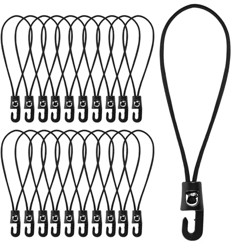 LUMOOM Confezione da 20 Elastici con Ganci, Tenditori in Gomma Corti Come Tenditori per Teloni, Anelli di Espansione per Campeggio, Tende E Fissaggio Teloni