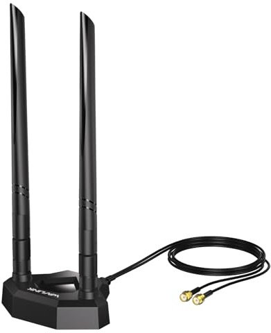 WAVLINK Tri Band WiFi 6E WLAN Antenne, 2,4 GHz + 5 GHz + 6 GHz | 5dBi, Magnetfuß, SMA-Anschluss, verbessert Bluetooth