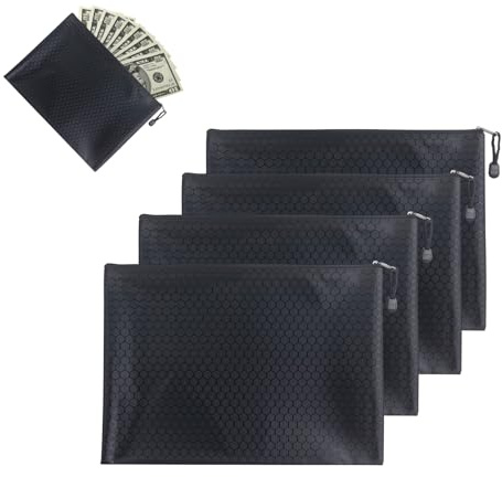 Pochette Document Voyage A5 - P ochette de Rangement Zippée en Toile d'Oxford Imperméable et Renforcée - Organisateur de Fichiers et Documents - Pochette pour Billets de Banque et Carte