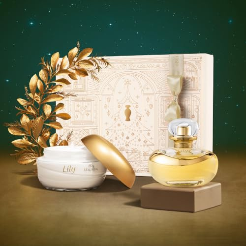 O Boticário | Lily | Cofre Regalo Beige | Perfume EDP 75ml + Crema 250g | Cofre Regalo Beige | Perfume EDP 75ml + Crema Corporal 250g | Aroma Flor de Lirio | Hidratación 48h | Vegano