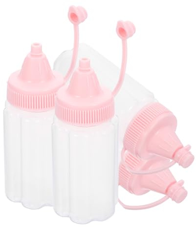 DOITOOL Botellas Exprimibles para Condimentos Domésticos Pack de 4 Unidades de 250 Ml Color Rosa Botellas Reutilizables para Salsas como Kétchup y Miel Diseño Práctico para Cocina y